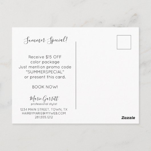 ヴィンテージはさみサロンマーケティング ポストカード (裏面)