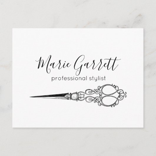 ヴィンテージはさみサロンマーケティング ポストカード (正面)