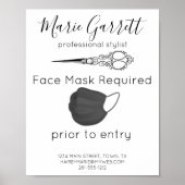 ヴィンテージはさみサロン顔マスク必要業務 ポスター (正面)