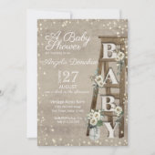 ヴィンテージはしご及び輝く赤ちゃんシャワー 招待状 (正面)