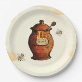 ヴィンテージはちみつポットはちみつ蜂ベビーシャワー ペーパープレート (正面)
