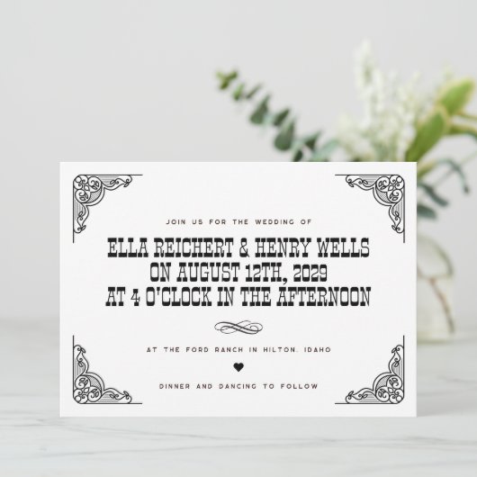 ヴィンテージはっきりしたカウボーイ西結婚の 招待状 (スタンド正面)