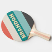 ヴィンテージはっきりしたストライプのピスタチオ 卓球ラケット (横)