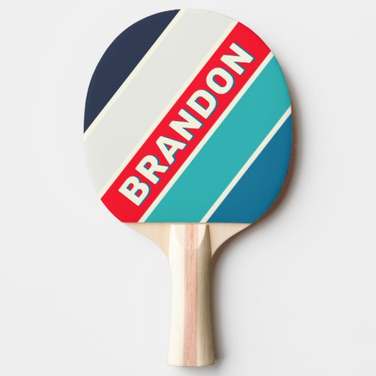 ヴィンテージはっきりしたストライプの海（名前） 卓球ラケット (正面)