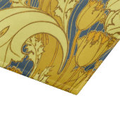 ヴィンテージはっきりしたチューリップブルー金ゴールドパターン カッティングボード (角)