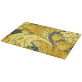 ヴィンテージはっきりしたチューリップブルー金ゴールドパターン カッティングボード (角)