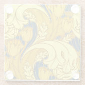 ヴィンテージはっきりしたチューリップブルー金ゴールドパターン ガラスコースター (裏面)