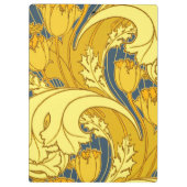 ヴィンテージはっきりしたチューリップブルー金ゴールドパターン クリップボード (裏面)