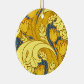 ヴィンテージはっきりしたチューリップブルー金ゴールドパターン セラミックオーナメント (右)