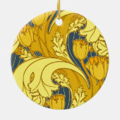 ヴィンテージはっきりしたチューリップブルー金ゴールドパターン セラミックオーナメント (裏面)