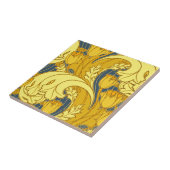 ヴィンテージはっきりしたチューリップブルー金ゴールドパターン タイル (側面)