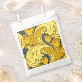 ヴィンテージはっきりしたチューリップブルー金ゴールドパターン フェイバーバッグ (クリップ留めされた状態)