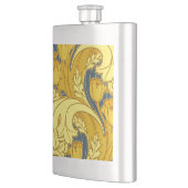 ヴィンテージはっきりしたチューリップブルー金ゴールドパターン フラスク (左)