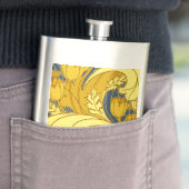 ヴィンテージはっきりしたチューリップブルー金ゴールドパターン フラスク (インサイチュ)