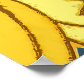 ヴィンテージはっきりしたチューリップブルー金ゴールドパターン ポスター (角)