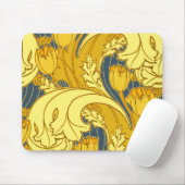 ヴィンテージはっきりしたチューリップブルー金ゴールドパターン マウスパッド (マウス)