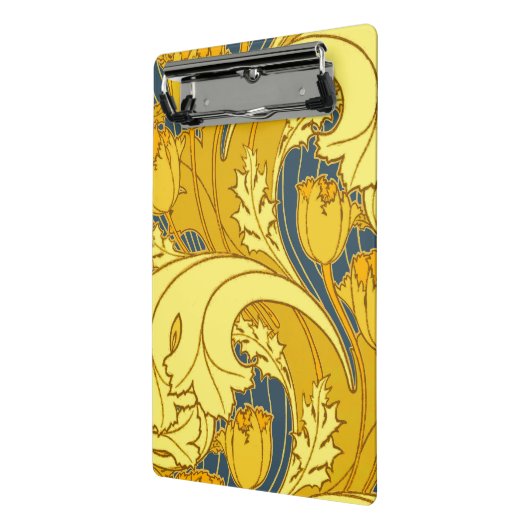 ヴィンテージはっきりしたチューリップブルー金ゴールドパターン ミニクリップボード (アングル2)