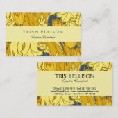 ヴィンテージはっきりしたチューリップブルー金ゴールドパターン 名刺 (正面/裏面)