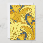 ヴィンテージはっきりしたチューリップブルー金ゴールドパターン 招待状 (裏面)