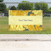 ヴィンテージはっきりしたチューリップブルー金ゴールドパターン 横断幕 (インサイチュ)