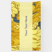 ヴィンテージはっきりしたチューリップブルー金ゴールドパターン 横断幕 (縦)