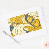 ヴィンテージはっきりしたチューリップブルー金ゴールドパターン 長方形シール (封筒)