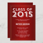 ヴィンテージはっきりしたレッド金ゴールド2015卒業 招待状 (正面/裏面)
