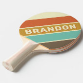 ヴィンテージはっきりしたレトロストライプのレインボー 卓球ラケット (正面アングル)