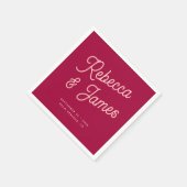 ヴィンテージはっきりしたレトロホットピンク明るい赤紫色ウェディングパーティー スタンダードカクテルナプキン (角)