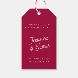 ヴィンテージはっきりしたレトロホットピンク結婚明るい赤紫色感謝していズ ギフトタグ