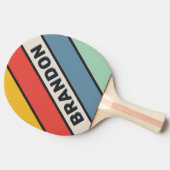 ヴィンテージはっきりした名ストライプの付き深夜 卓球ラケット (横)
