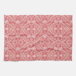 ヴィンテージはっきりした花柄（ピンクと白） キッチンタオル