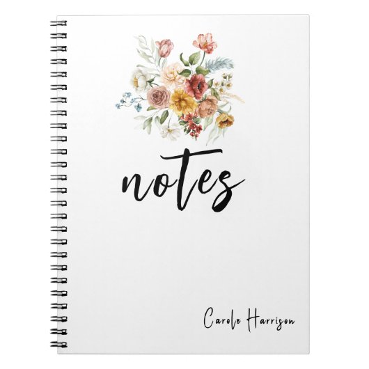 ヴィンテージはっきりした花模様レッド&金ゴールド牡丹 ノートブック (正面)