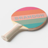 ヴィンテージはっきりした薄紫ストライプのチャーム 卓球ラケット (正面アングル)