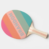 ヴィンテージはっきりした薄紫ストライプのチャーム 卓球ラケット (横)