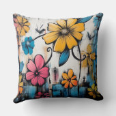 ヴィンテージはっきりした開花、明るい夢 クッション (裏面)