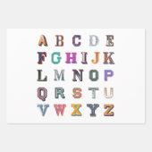 ヴィンテージはっきりしたa-zアルファベット ラッピングペーパーシート (正面)