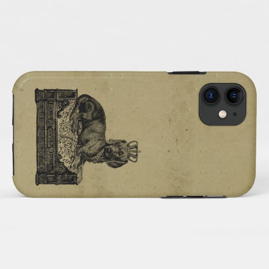 ヴィンテージはぼろぼろの上品を引いているダックスフント犬を戴冠させました Case-Mate iPhoneケース (裏面(横))