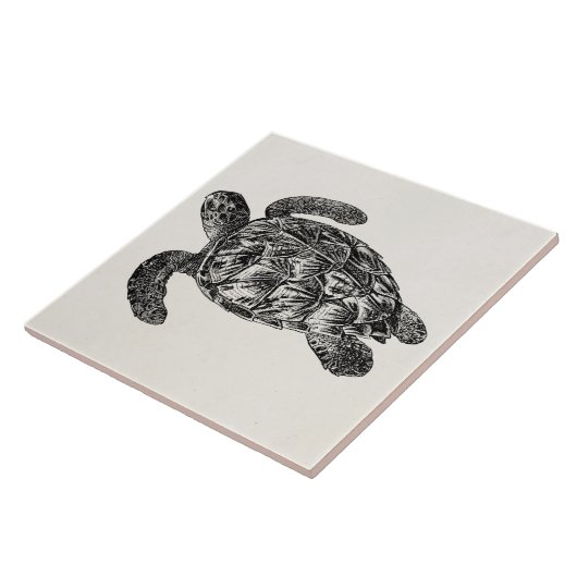 ヴィンテージはウミガメ-カメのテンプレート--をかわら状に重ねました タイル (側面)