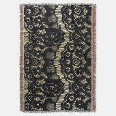 ヴィンテージはエレガントでフランスのな花のレースののどの金ゴールドを黒くします スローブランケット (正面縦)