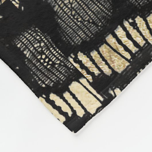 ヴィンテージはエレガントでフランスのな花のレースののどの金ゴールドを黒くします フリースブランケット (角)