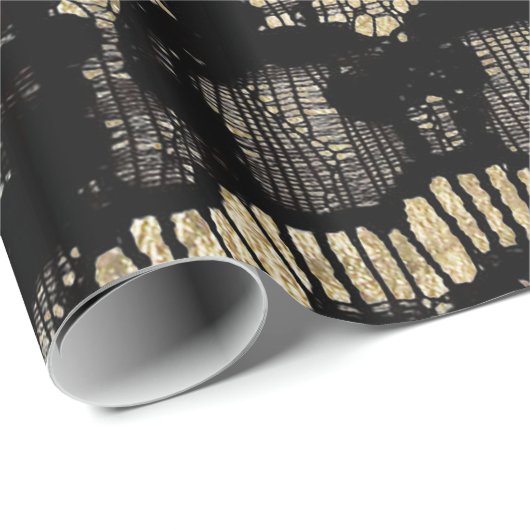 ヴィンテージはエレガントでフランスのな花のレースののどの金ゴールドを黒くします ラッピングペーパー (ロールコーナー)