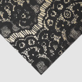ヴィンテージはエレガントでフランスのな花のレースののどの金ゴールドを黒くします 薄葉紙 (詳細)