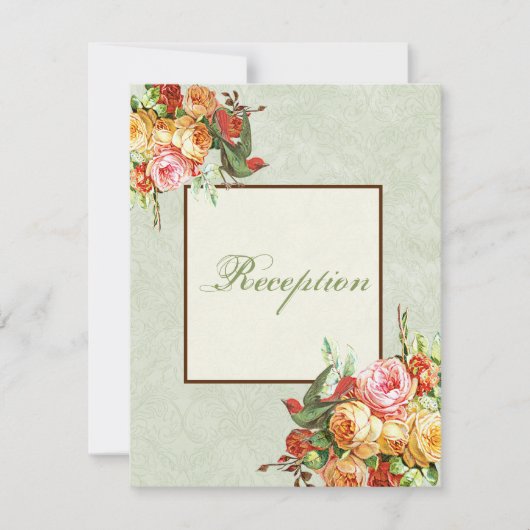 ヴィンテージはカードnの鳥の披露宴の招待状上がりました 招待状 (正面)