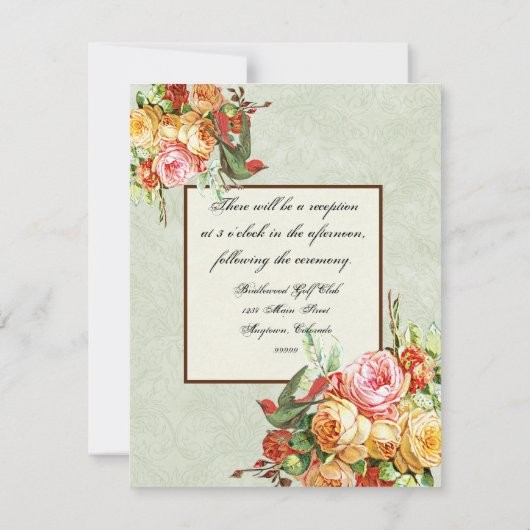 ヴィンテージはカードnの鳥の披露宴の招待状上がりました 招待状 (裏面)