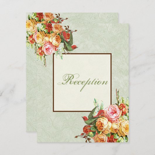 ヴィンテージはカードnの鳥の披露宴の招待状上がりました 招待状 (正面/裏面)