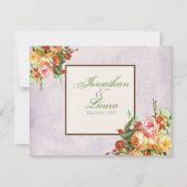 ヴィンテージはカードnの鳥RSVPの応答上がりました 出欠カード (正面)