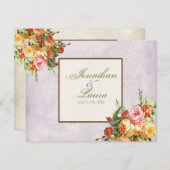 ヴィンテージはカードnの鳥RSVPの応答上がりました 出欠カード (正面/裏面)