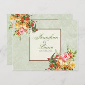 ヴィンテージはカードnの鳥RSVPの応答上がりました 出欠カード (正面/裏面)