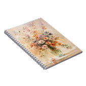 ヴィンテージはガラスの花瓶の水色の花を見る ノートブック (右側)